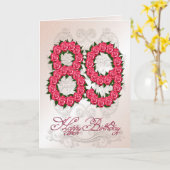 89th誕生日カード(バラと葉付) カード (黄色い花)