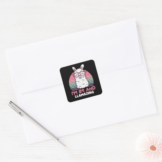 89th誕生日ランメージングラマ89歳誕生日 スクエアシール (封筒)