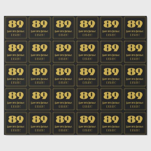 89th誕生日-インスパイアアールデコルック"89" & Name ラッピングペーパー (シーム)