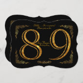 89th,バースデーパーティー89th,素晴らしギャツビー,ブラック&金ゴールド 招待状 (正面/裏面)