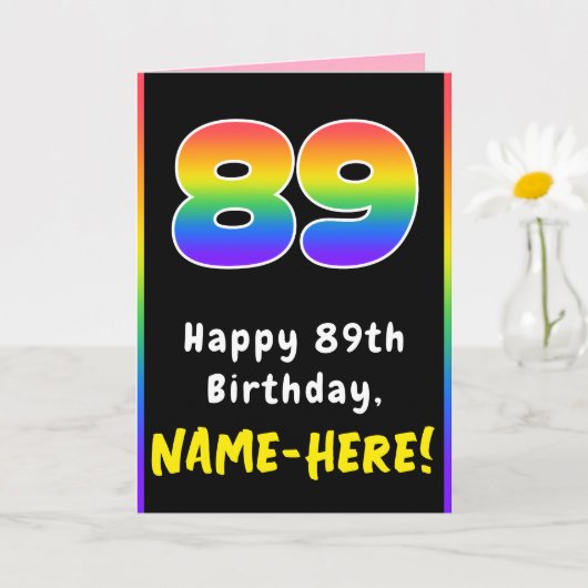 89th Birthday: Colorful Rainbow # 89, Custom Name カード (小さな植物)