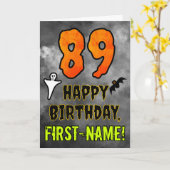 89th Birthday: Eerie Halloween Theme + Custom Name カード (黄色い花)