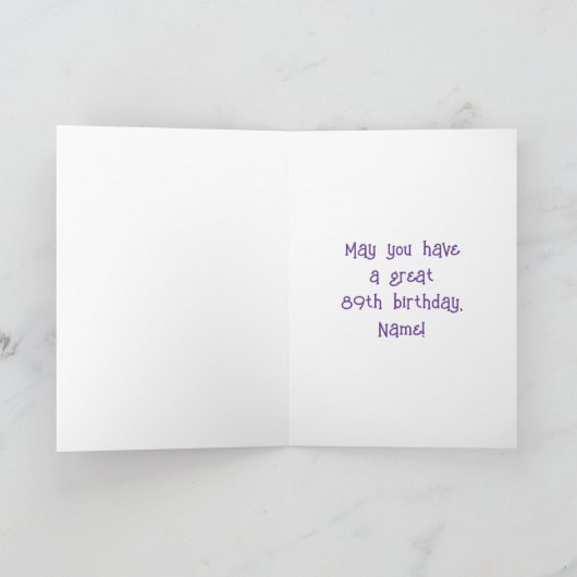 89th Birthday: Floral Flowers Number, Custom Name カード (内部)