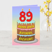 89th Birthday — Fun Cake & Candles, w/ Custom Name カード (黄色い花)