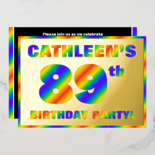 89th Birthday Party —おもしろい、レインボースペクトル「89」 箔招待状