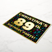 89th Birthday Party —おもしろい、音楽シカラフルンボル 箔招待状 (回転した状態)