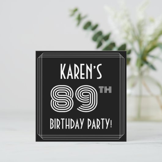 89th Birthday Party:アールデコスタイル(名前をカスタムする付) 招待状 (スタンド正面)