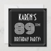 89th Birthday Party:アールデコスタイル(名前をカスタムする付) 招待状 (正面)