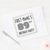 89th Birthday Party:アールデコスタイル+名前をカスタムする スクエアシール (封筒)
