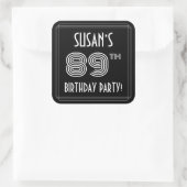 89th Birthday Party:アールデコスタイル&名前をカスタムする スクエアシール (バッグ)