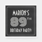 89th Birthday Party:アールデコスタイル+名前をカスタムする スタンダードランチョンナプキン (正面)