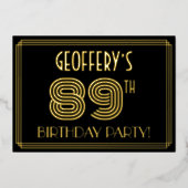 89th Birthday Party —アールデコスタイル「89」 +名前 箔招待状 (正面)