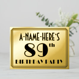 89th Birthday Party —アールデコルック「89」 +名前 箔招待状