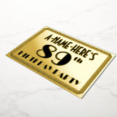 89th Birthday Party —アールデコルック「89」 +名前 箔招待状 (回転した状態)