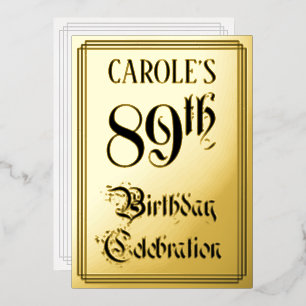 89th Birthday Party – スクリプエレガントト+名前をカスタムする 箔招待状
