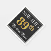 89th Birthday Party – スクリプファンシート、フェイク金ゴールド・ルック スタンダードランチョンナプキン (角)