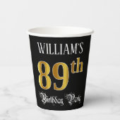 89th Birthday Party – スクリプファンシート、フェイク金ゴールド・ルック 紙コップ (裏面)