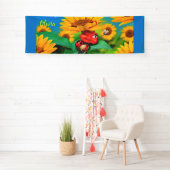 8' カスタム x 2.5'スリーピーなLadybugビニールバナー 横断幕 (インサイチュ)