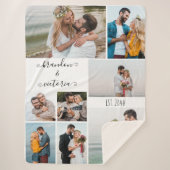 8 モダンフォトコラージュエレガントスクリプパーソナライズされた シェルパブランケット (正面)