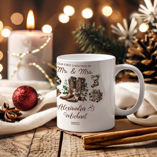 8 写真 ウェスタン ファースト クリスマス Mrs & Mr コーヒーマグカップ