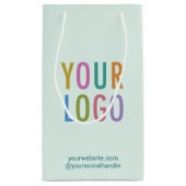 8.5インチ 小さなギフトバッグ ビジネス ロゴ ライトグリーン スモールペーパーバッグ (裏面)