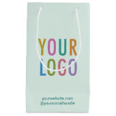 8.5インチ 小さなギフトバッグ ビジネス ロゴ ライトグリーン スモールペーパーバッグ (正面)