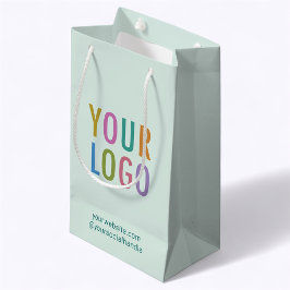 8.5インチ 小さなギフトバッグ ビジネス ロゴ ライトグリーン スモールペーパーバッグ