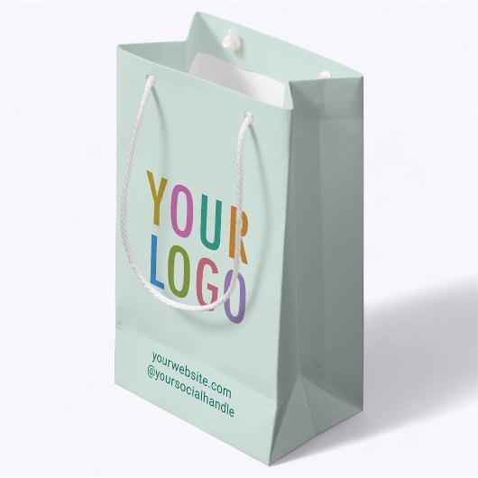 8.5インチ 小さなギフトバッグ ビジネス ロゴ ライトグリーン スモールペーパーバッグ