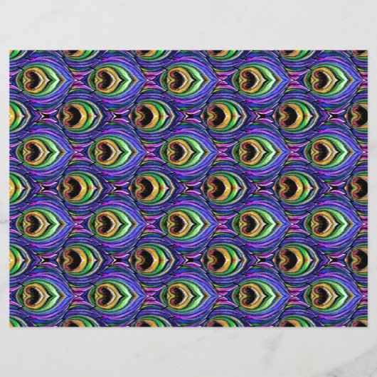 8.5インチx 11インチ孔雀の羽根スクラップブック紙 (正面)