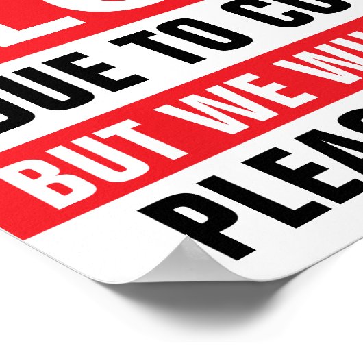 8.5インチX 11インチ赤の一時的に閉じた紙 ポスター (角)