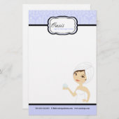 8.5インチx 5.5インチ定常シート – ブルーダマスクスパ 便箋 (正面/裏面)