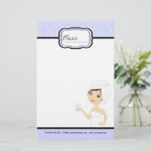 8.5インチx 5.5インチ定常シート – ブルーダマスクスパ 便箋 (スタンド正面)