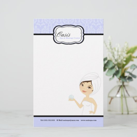 8.5インチx 5.5インチ定常シート – ブルーダマスクスパ 便箋 (スタンド正面)