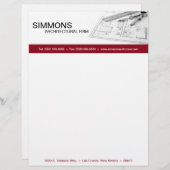 8.5×11 赤 建築用 青図 レターヘッド (正面/裏面)