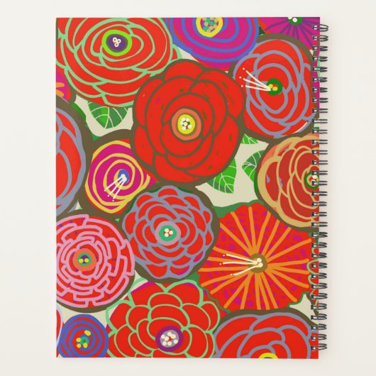 8.5" x 11" 赤い花のプランナー プランナー手帳 (裏面)