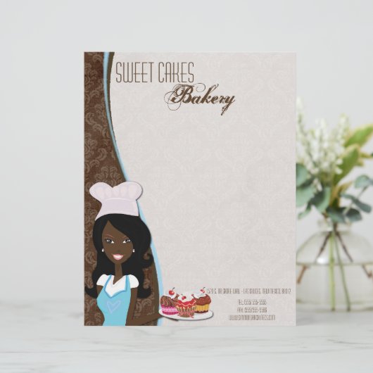 8.5x11アフリカ系アメリカ人ベーカー杯ケーキレターヘッド レターヘッド (スタンド正面)