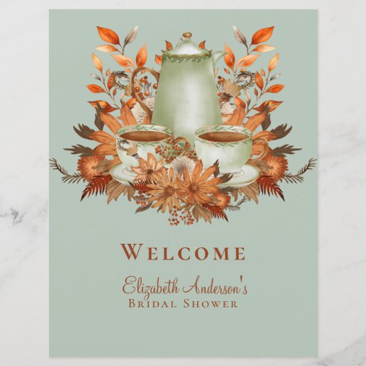 8.5x11インチボホテラコッタセージ茶パーティーイベント標識 (正面)