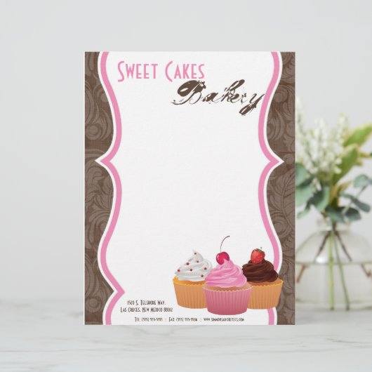 8.5x11カップケーキベーカリースイートトリートレターヘッド レターヘッド (スタンド正面)