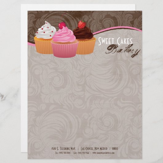 8.5x11コップはベーカリーの甘い御馳走手紙の頭部を固めます レターヘッド (正面/裏面)