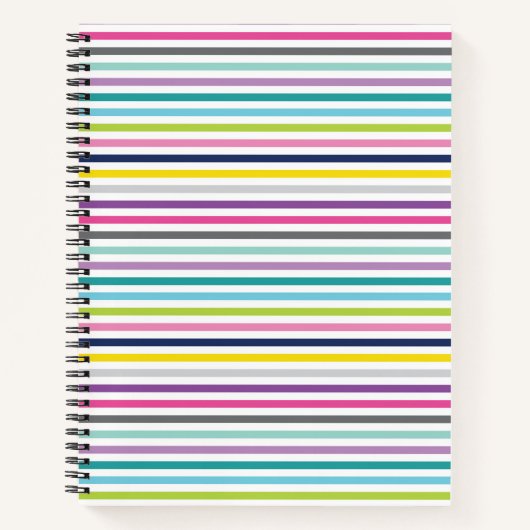 8.5x11スパイラルノートパソコン明るく明るいストライプ ノートブック (正面)