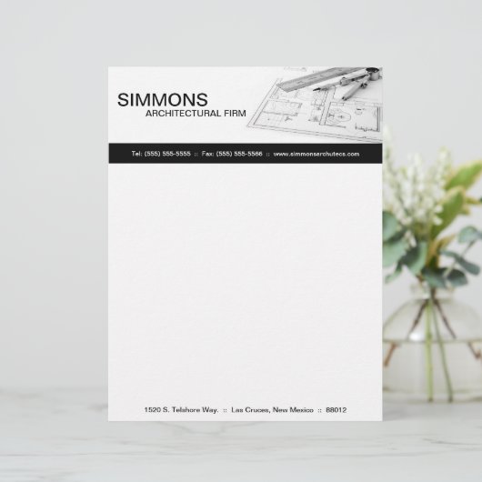 8.5x11ブラックアーキテクチャルブループリントレターヘッド レターヘッド (スタンド正面)