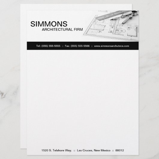 8.5x11ブラックアーキテクチャルブループリントレターヘッド レターヘッド (正面/裏面)