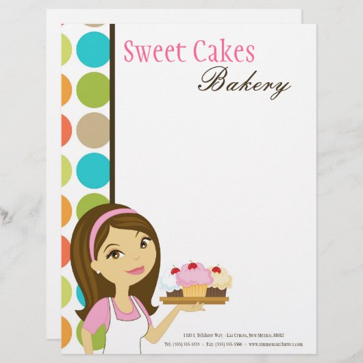 8.5x11ベーカリーのブルネットのパン屋のコップは手紙の頭部を固めます レターヘッド (正面/裏面)