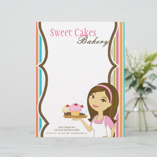 8.5x11ベーカリーブルネットベーカー杯ケーキレターヘッド レターヘッド (スタンド正面)