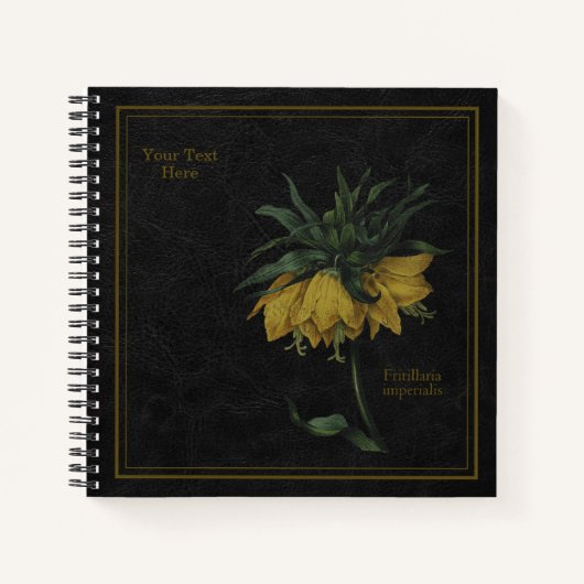 8,5x8,5" Fritillaria Imperialis Black Notebook ノートブック (正面)