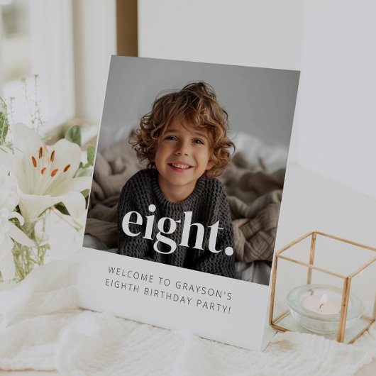 8 - 8誕生日フォトウェルカムサイン 台座サイン