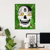 8 & 9ボールビリヤードスカルポスター ポスター (ホームオフィス)