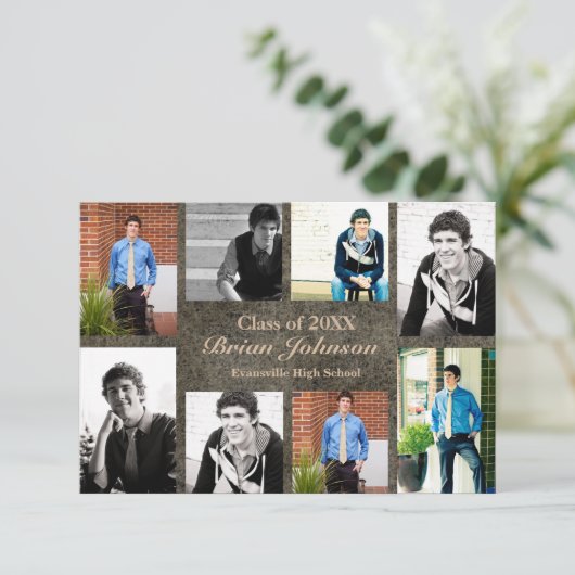 8/9写真卒業発表–3 x 5レザー 招待状 (スタンド正面)