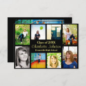 8/9写真（黒） - 3x5卒業発表 招待状 (正面/裏面)