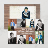 8/9枚の写真木材- 3x5卒業発表 招待状 (正面/裏面)